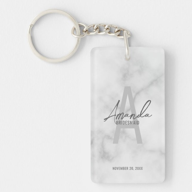 Modern Personalized Bridesmaid's Monogram and Name Keychain (Front)