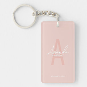 Modern Personalized Bridesmaid's Monogram and Name Keychain