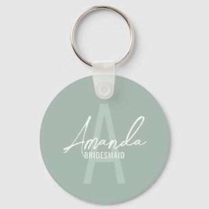 Modern Personalized Bridesmaid's Monogram and Name Keychain