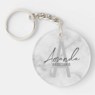 Modern Personalized Bridesmaid's Monogram and Name Keychain
