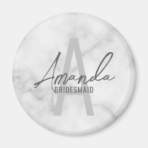 Modern Personalized Bridesmaid's Monogram and Name Magnet