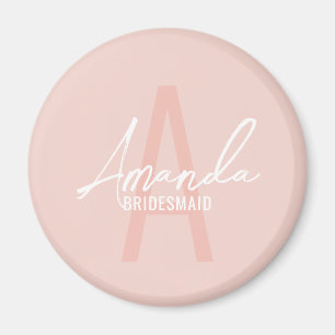 Modern Personalized Bridesmaid's Monogram and Name Magnet