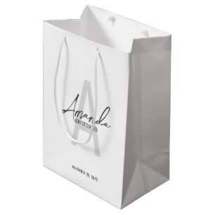 Modern Personalized Bridesmaid's Monogram and Name Medium Gift Bag