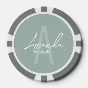 Modern Personalized Bridesmaid's Monogram and Name Poker Chips