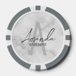 Modern Personalized Bridesmaid's Monogram and Name Poker Chips