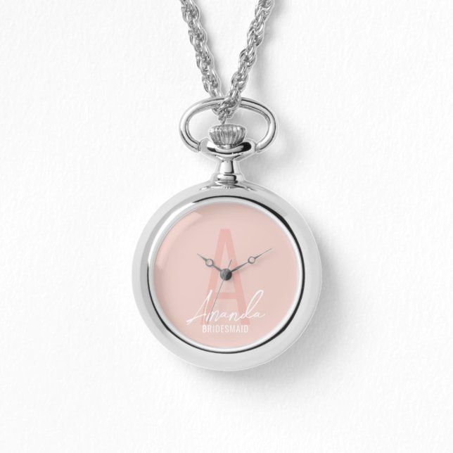 Modern Personalized Bridesmaid's Monogram and Name Watch (Front)