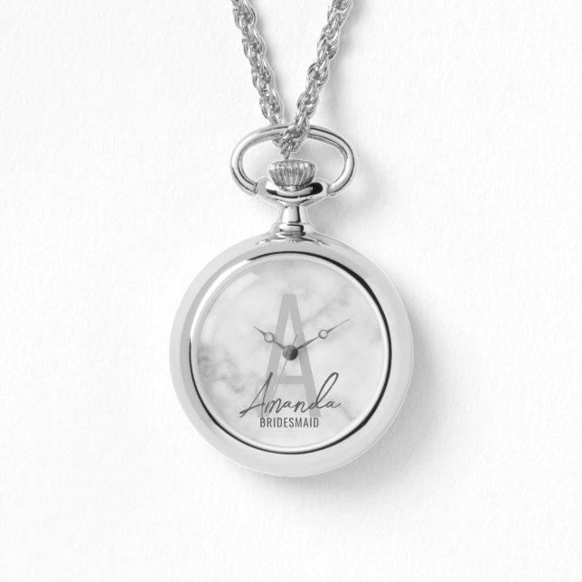 Modern Personalized Bridesmaid's Monogram and Name Watch (Front)