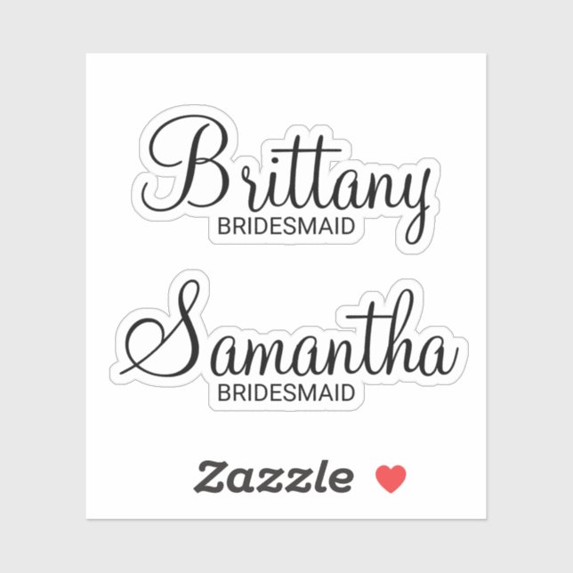 Modern Personalized Bridesmaid's Name (Sheet)