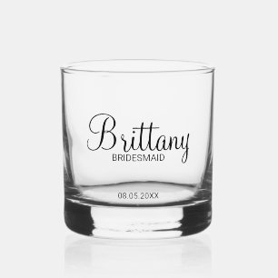 Modern Personalized Bridesmaids Name Whiskey Glass