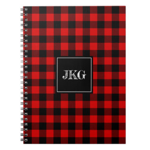 Modern Personalized Buffalo Plaid Check Notebook