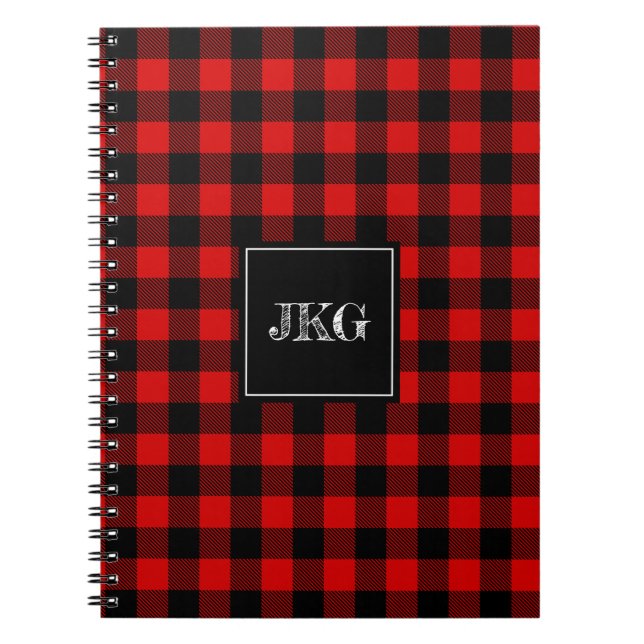 Modern Personalized Buffalo Plaid Check Notebook (Front)