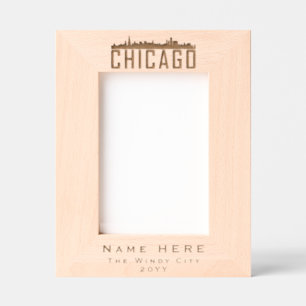 Modern Personalized Chicago City Silhouette Etched Frames