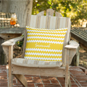 Modern Personalized Choose Colour Zigzag Pattern Outdoor Pillow