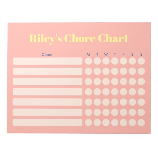 Modern Personalized Chore Chart Notepad (Front)