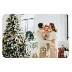 Modern Personalized Christmas Holiday Family Magnet