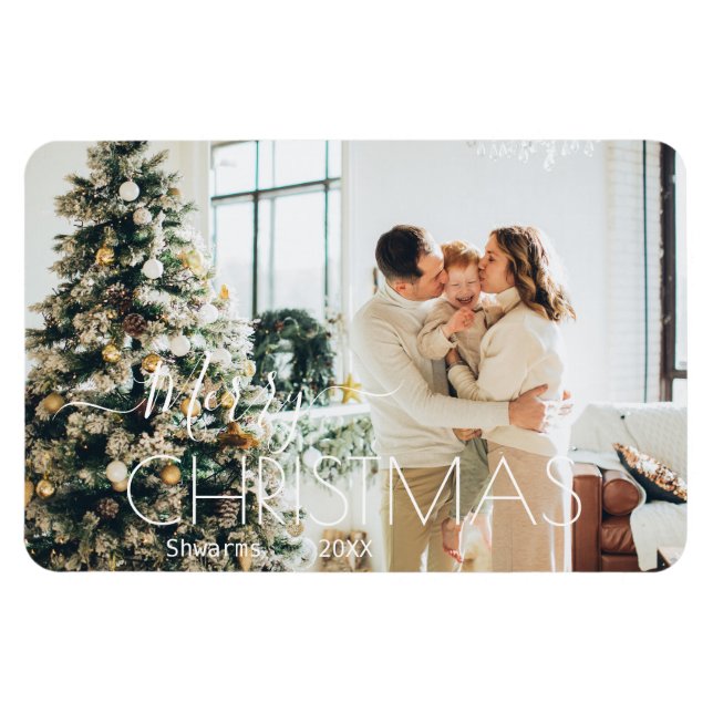 Modern Personalized Christmas Holiday Family Magnet (Horizontal)
