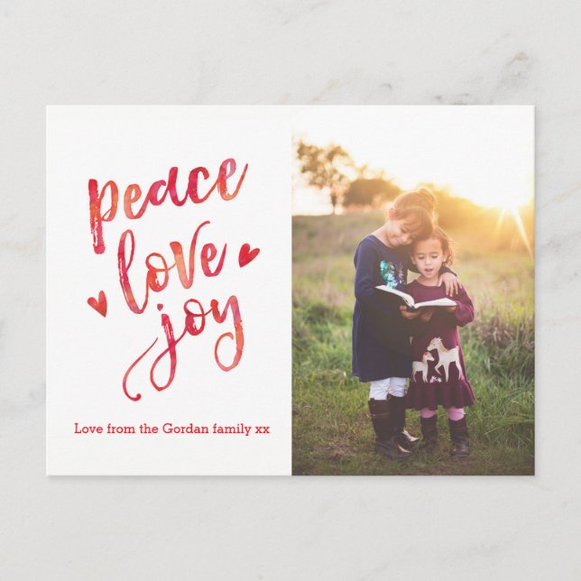 Modern Personalized Christmas photo card postcard (Front)