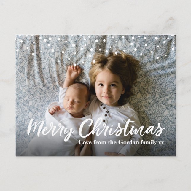 Modern Personalized Christmas photo card postcard (Front)