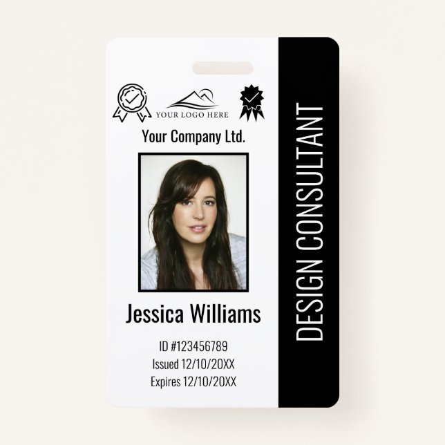 Modern Personalized Corporate Employee Black ID Badge (Front)