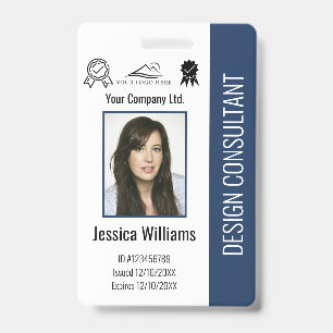 Modern Personalized Corporate Employee Blue ID Badge