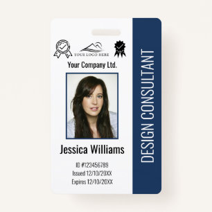 Modern Personalized Corporate Employee Blue ID Badge