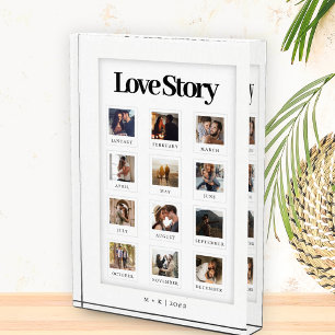 Modern Personalized Couple Love Story Photo Block