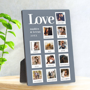 Modern Personalized Couples Photo Love Dusty Blue Plaque