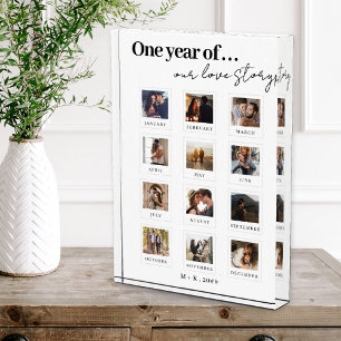 Modern Personalized Couples Photo Love Story Block