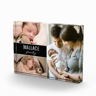 Modern Personalized custom family name photo Block