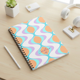 Modern Personalized Custom Pastel Waves Art Notebook