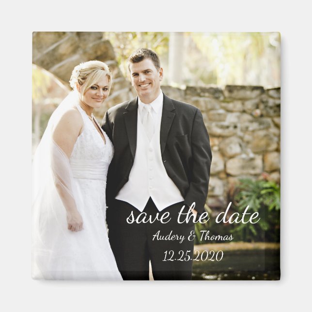 Modern Personalized Custom Photo Save The Date Magnet (Front)