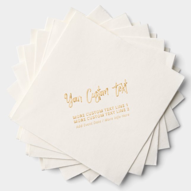 Modern Personalized Custom Text Party Foil Napkins (Insitu (Stacked))