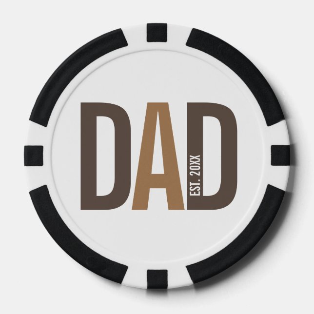 Modern Personalized Dad Established Poker Chips (Front)