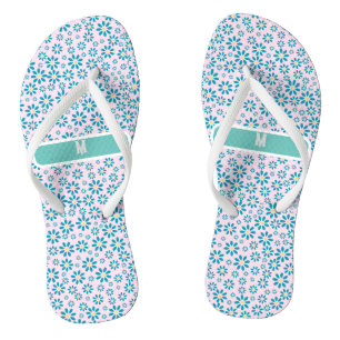  Modern Personalized Daisy Flower Initial  Flip Flops