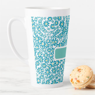 Modern Personalized Daisy Flower Initial Latte Mug