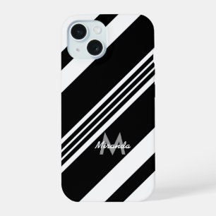 Modern personalized Diagonal Stripes iPhone 15 Case