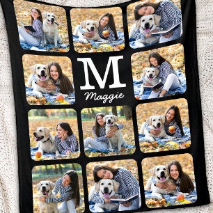 Modern Personalized Dog Lover Pet Photo Collage  Fleece Blanket