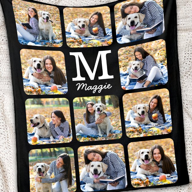 Modern Personalized Dog Lover Pet Photo Collage  Fleece Blanket (Creator Uploaded)