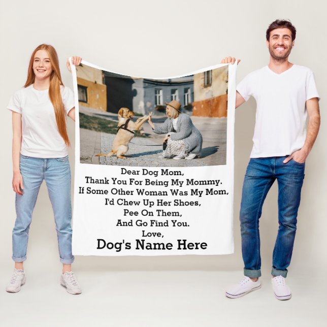 Modern Personalized Dog Mom Mothers day photo Fleece Blanket (In Situ)