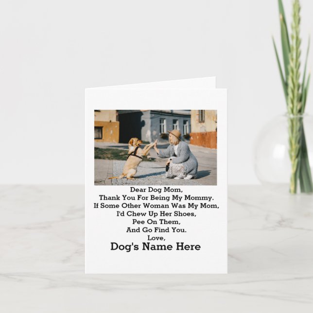 Modern Personalized Dog Mom Mothers day photo gift Card (Front)