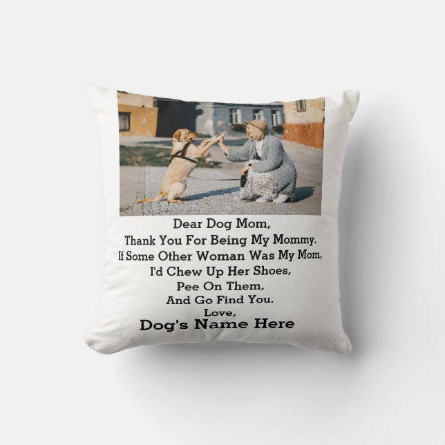 Modern Personalized Dog Mom Mothers day photo gift Throw Pillow (Front)