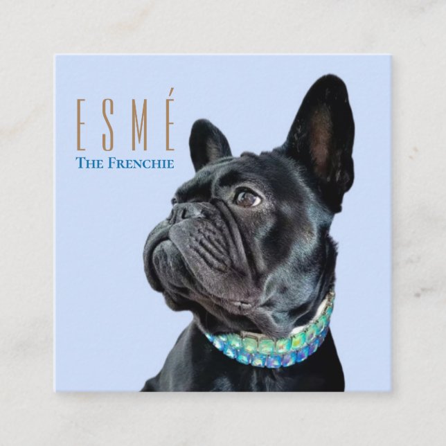 Modern Personalized Double Photo QR Esmé Square Business Card (Front)