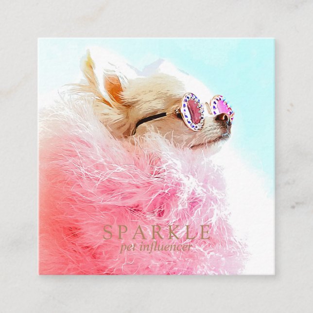 Modern Personalized Double Photo Scannable QR  Square Business Card (Front)