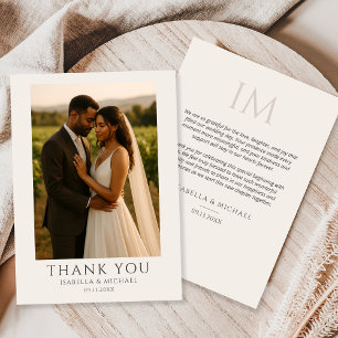 Modern Personalized Elegant Photo Wedding Thank You Card