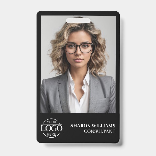 Modern Personalized Employee Photo Company Logo Badge (Front)