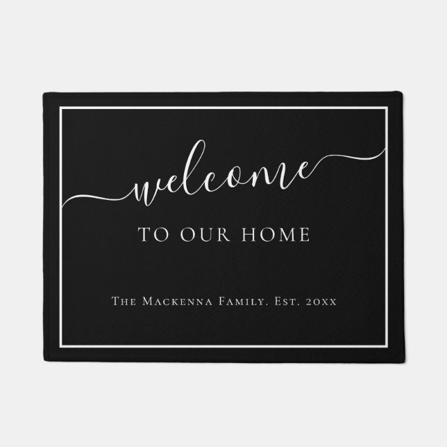 Modern Personalized Family Name Custom Monogram Doormat (Front)