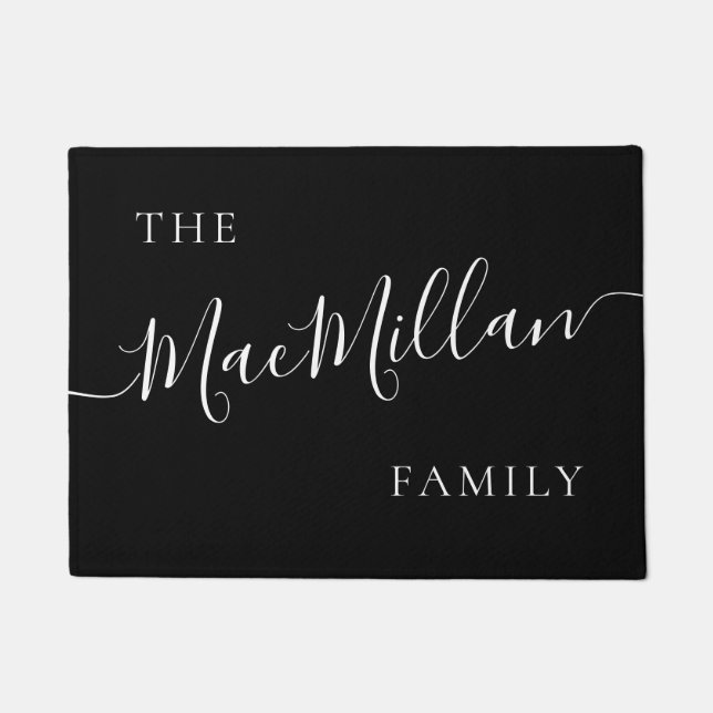 Modern Personalized Family Name Elegant Monogram Doormat (Front)
