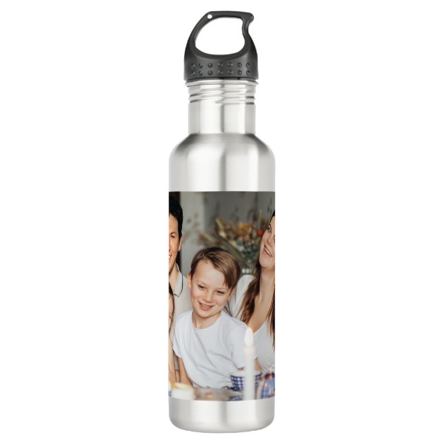Modern Personalized Family Photo Custom Keepsake 710 Ml Water Bottle (Front)