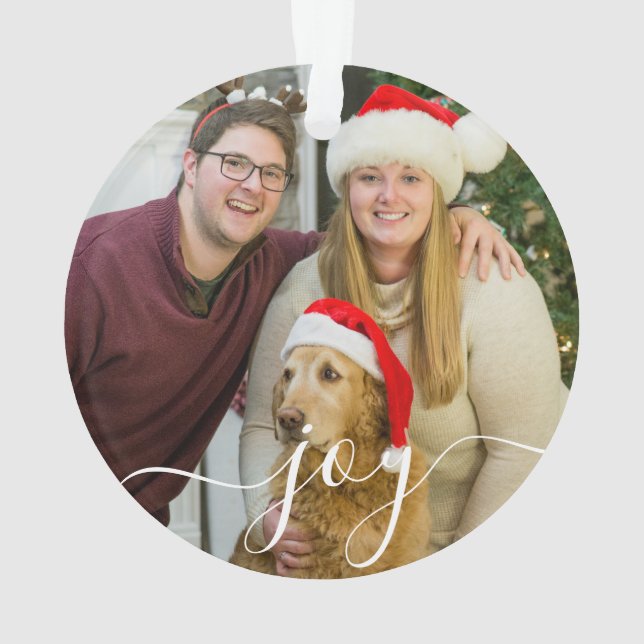 Modern personalized Family photo script Ornament (Back)