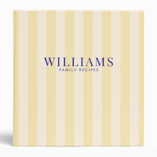 Modern Personalized Family Recipes Binder (Front)